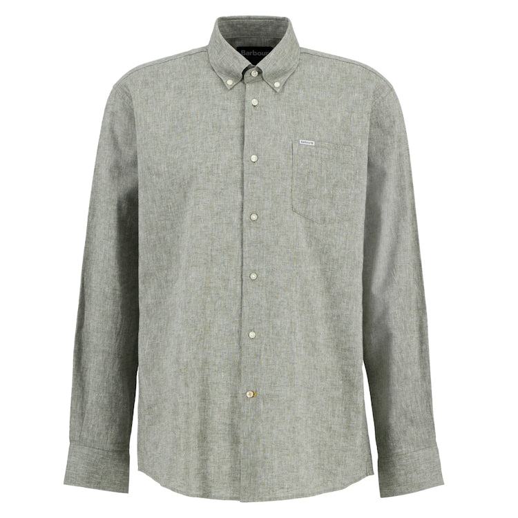 Barbour Nelson Linen Blend Regular Shirt - Bleached Olive