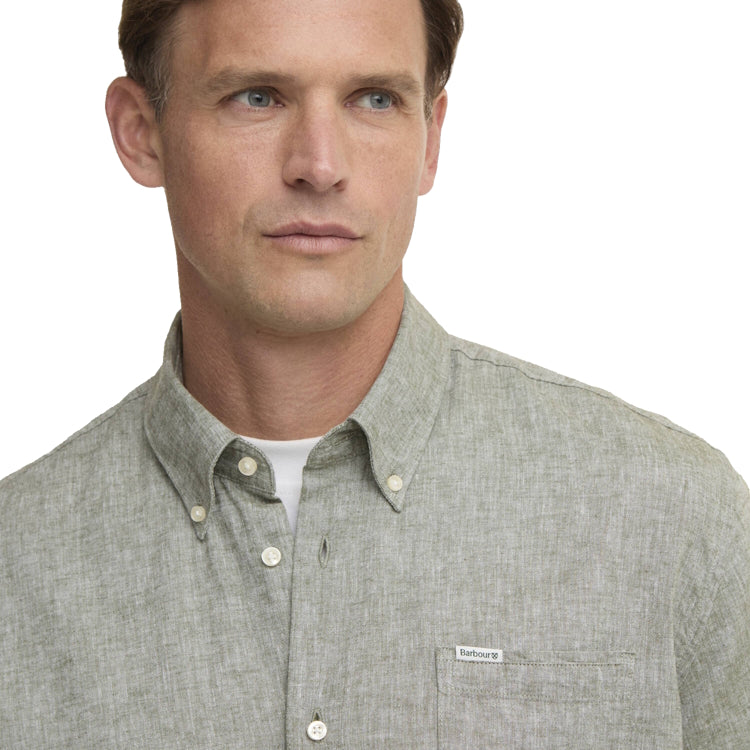 Barbour Nelson Linen Blend Regular Shirt - Bleached Olive