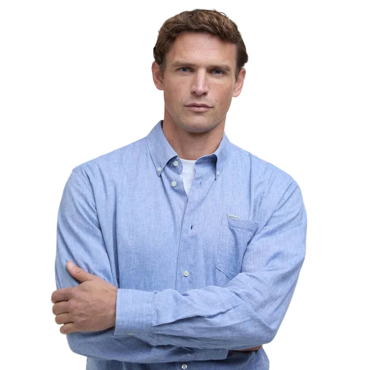 Barbour Nelson Linen Blend Regular Shirt - Blue
