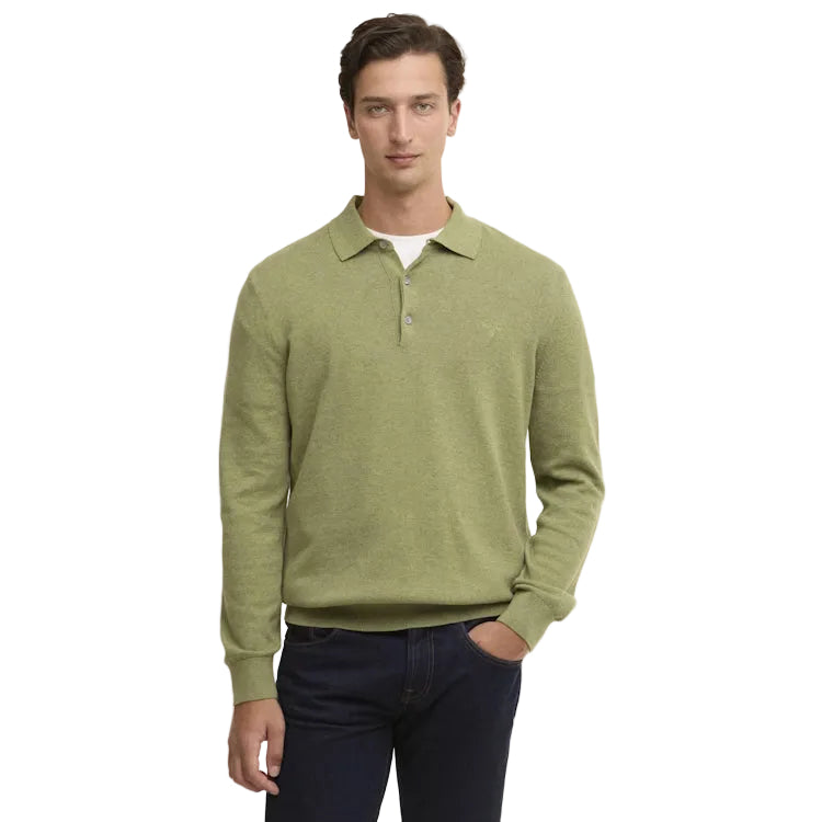 Barbour Pima Cotton Knitted Polo Shirt - Laurel Green
