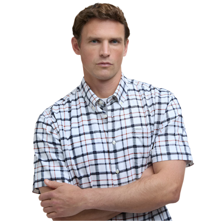 Barbour Glover Short Sleeved Linen Blend Regular Fit Shirt - Brook Blue