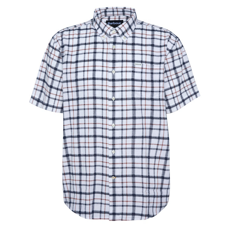 Barbour Glover Short Sleeved Linen Blend Regular Fit Shirt - Brook Blue