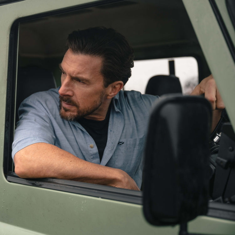 Hoggs of Fife Aberdour Short Sleeve Shirt - Plain Blue