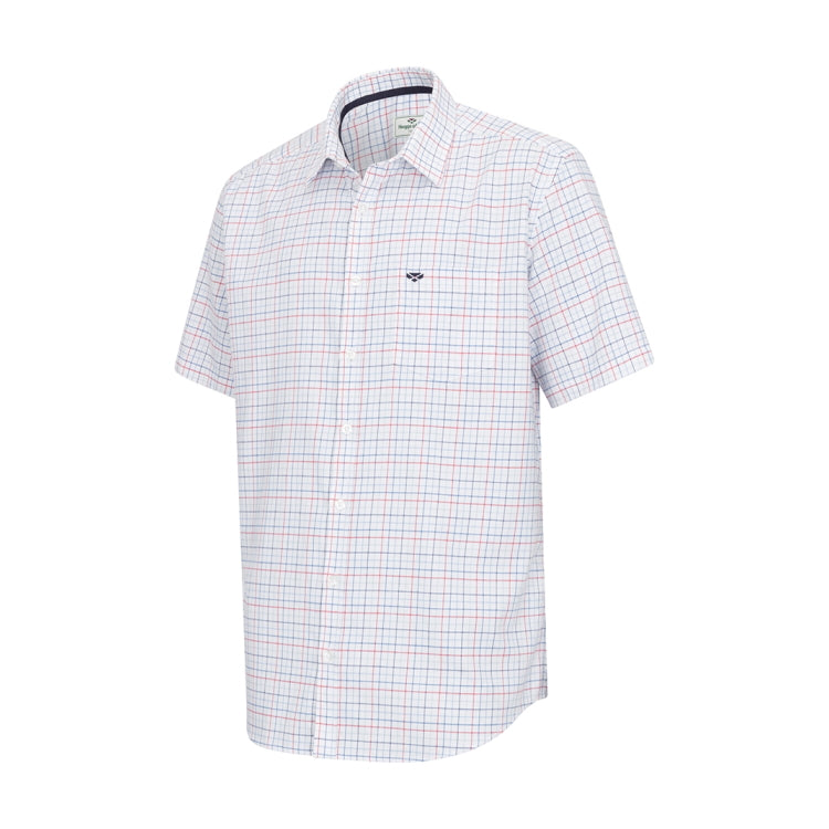 Hoggs of Fife Callum Short Sleeve Tattersall Shirt - Red/Sky