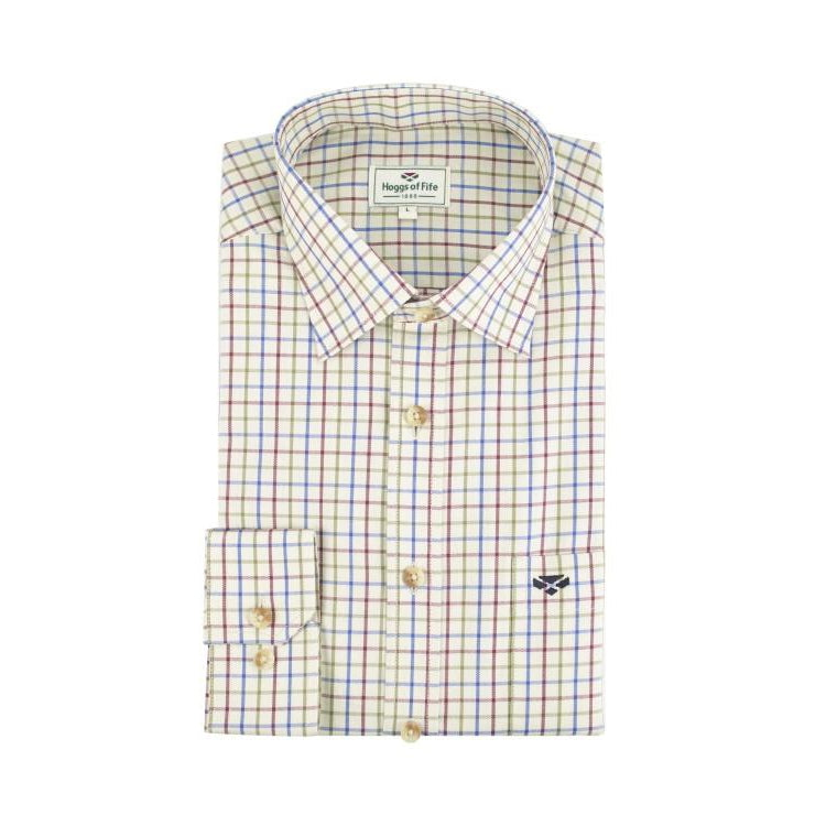 Hoggs of Fife Inverness Cotton Tattersall Shirt - Wine/Blue/Green