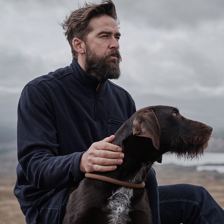 Hoggs of Fife Islander 1/4 Zip Micro-Fleece Shirt - Navy