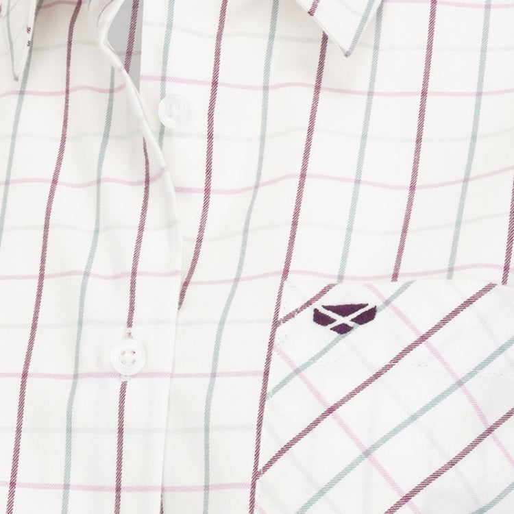 Hoggs of Fife Ladies Aberlady Tattersall Shirt - Purple/Mineral Blue