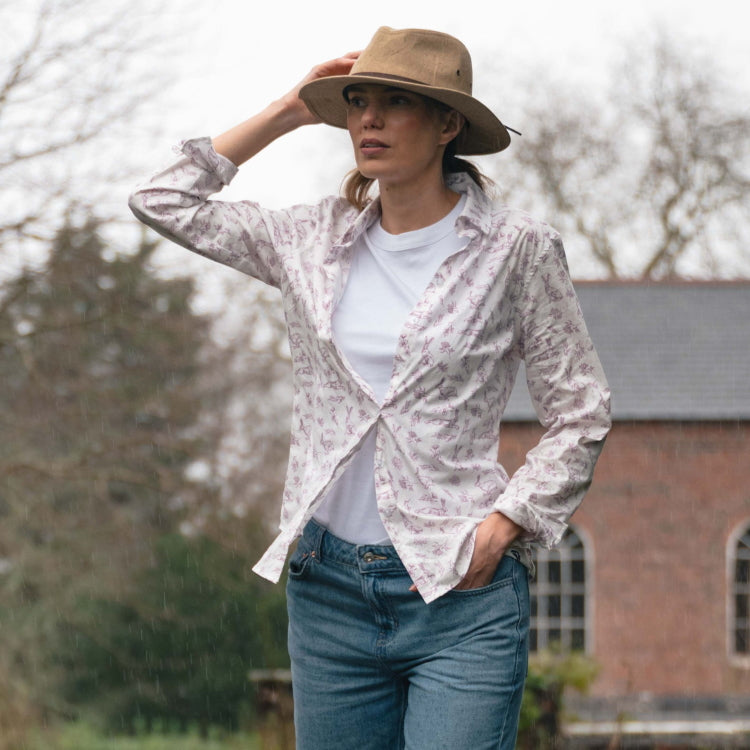 Hoggs of Fife Ladies Hare Print Shirt - Pink