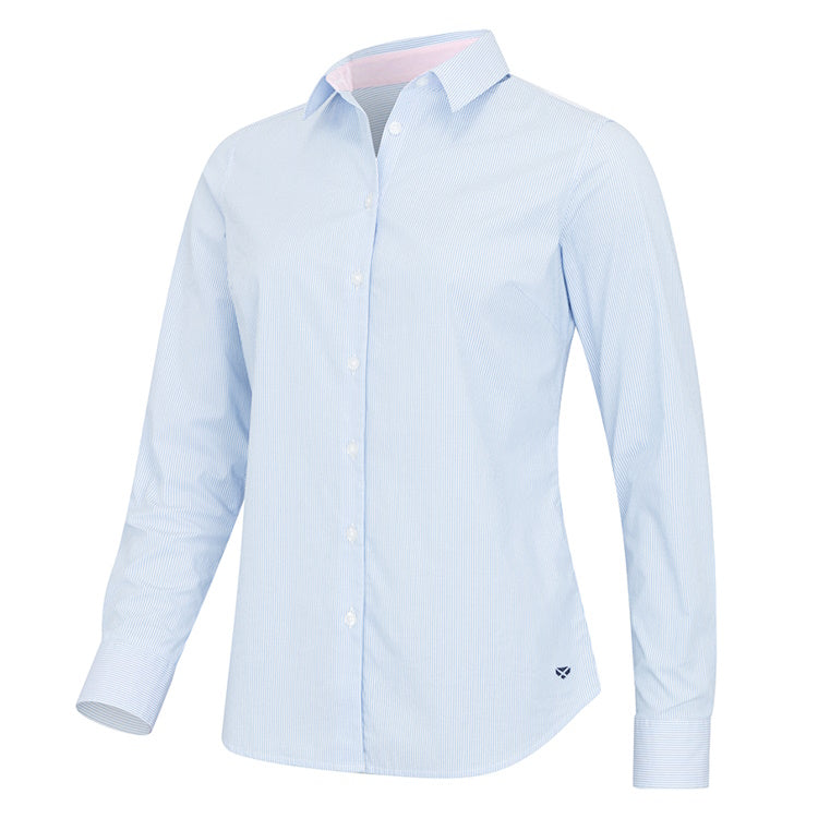 Hoggs of Fife Ladies Ingliston Stretch Stripe Shirt - Blue/White