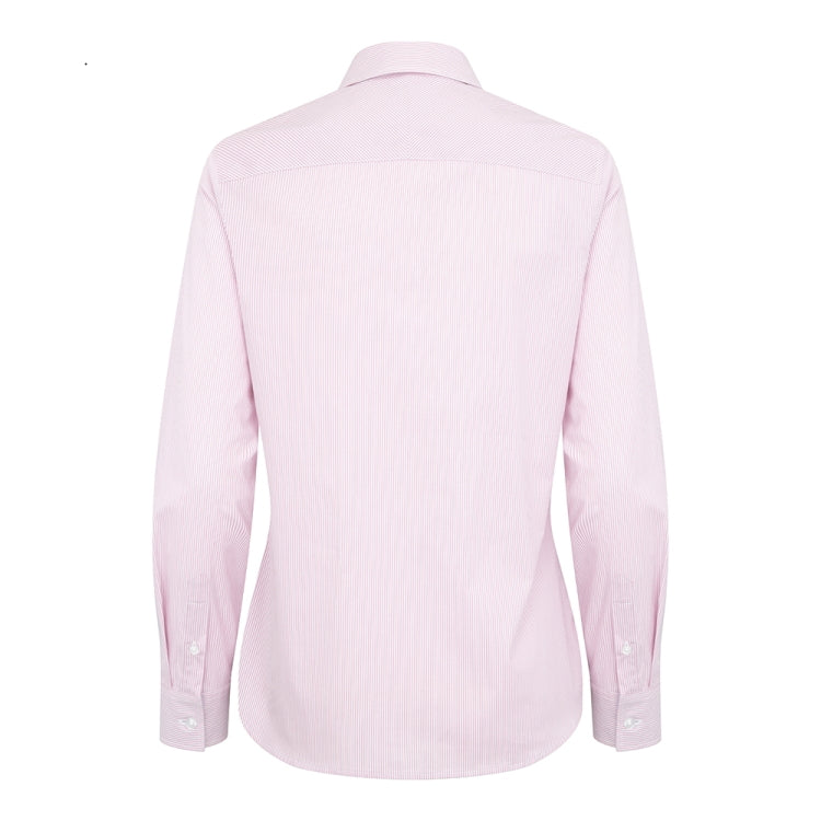 Hoggs of Fife Ladies Ingliston Stretch Stripe Shirt - Pink/White