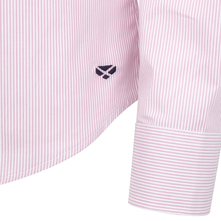 Hoggs of Fife Ladies Ingliston Stretch Stripe Shirt - Pink/White