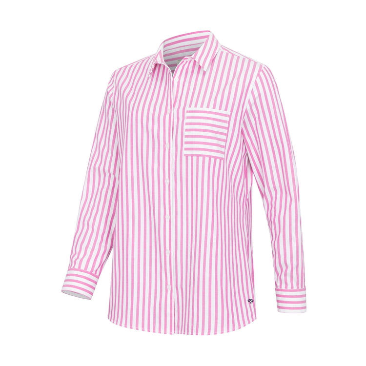 Hoggs of Fife Ladies Sophia Oversized Stripe Shirt - Berry