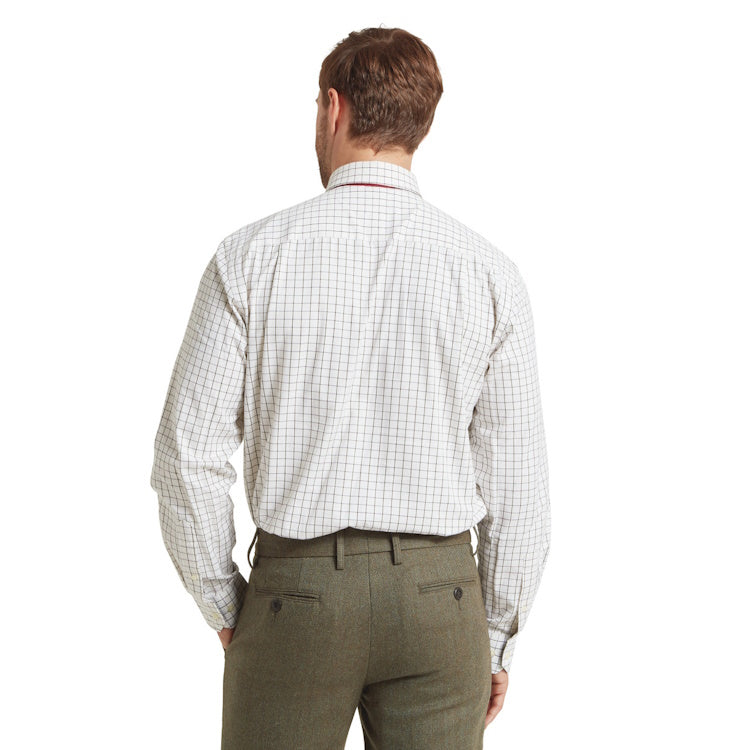 Schoffel Burnham Tattersall Classic Shirt - Dark Olive Tattersall