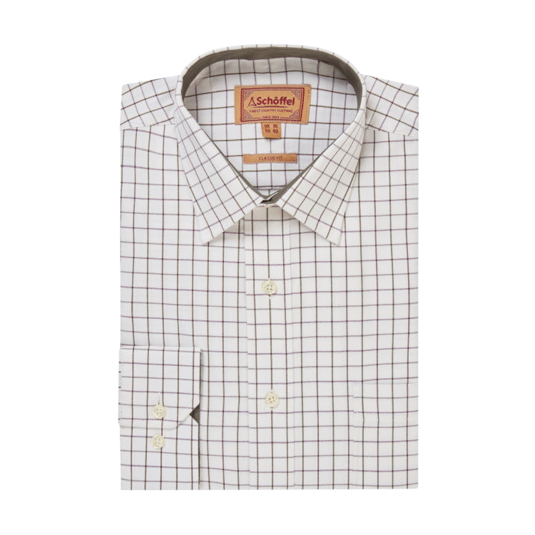 Schoffel Burnham Tattersall Classic Shirt - Dark Olive Tattersall