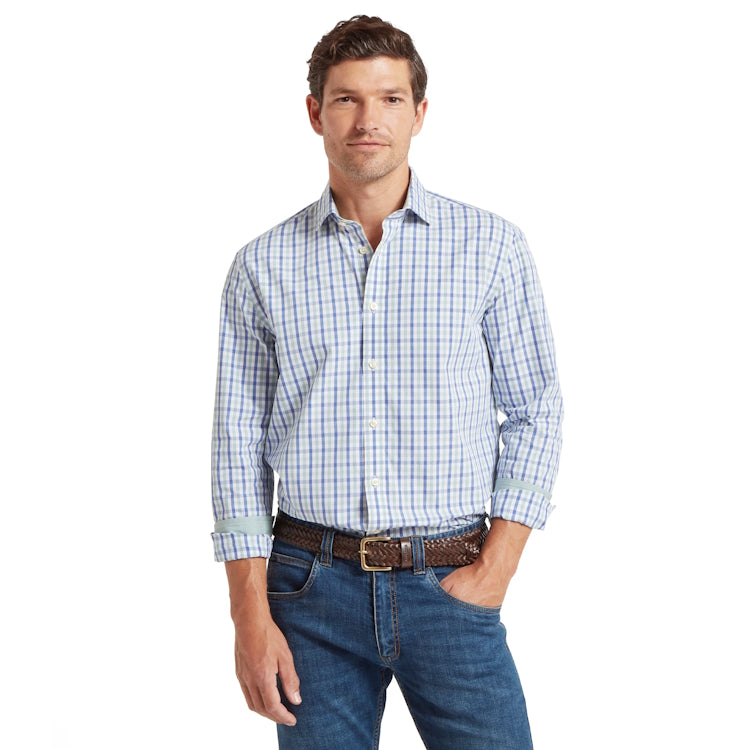 Schoffel Hebden Tailored Shirt - Mist Blue/Vintage Indigo Check