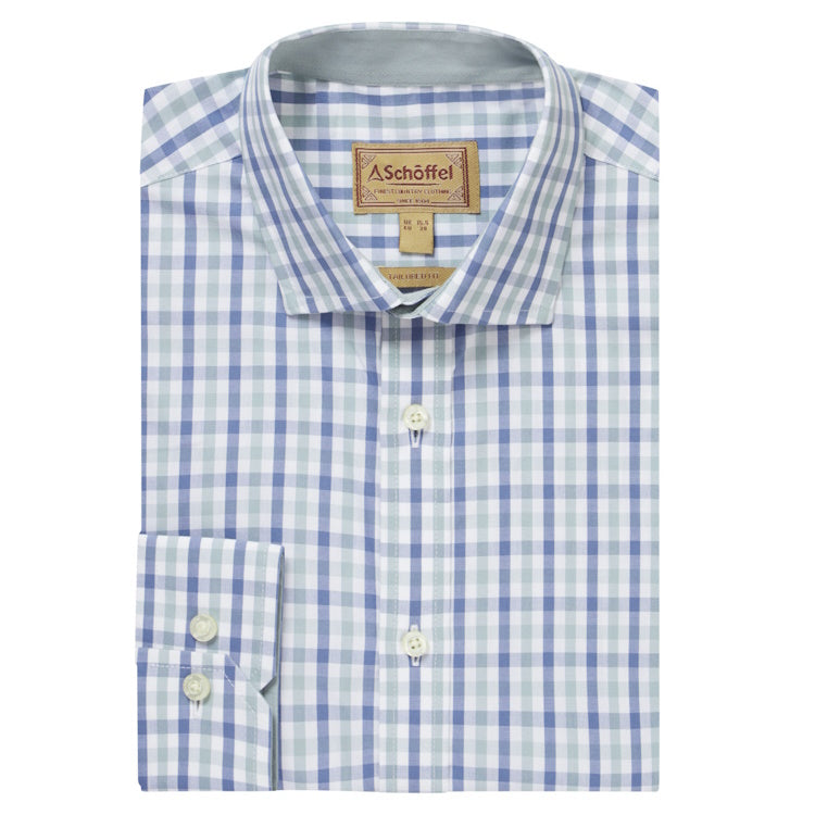 Schoffel Hebden Tailored Shirt - Mist Blue/Vintage Indigo Check
