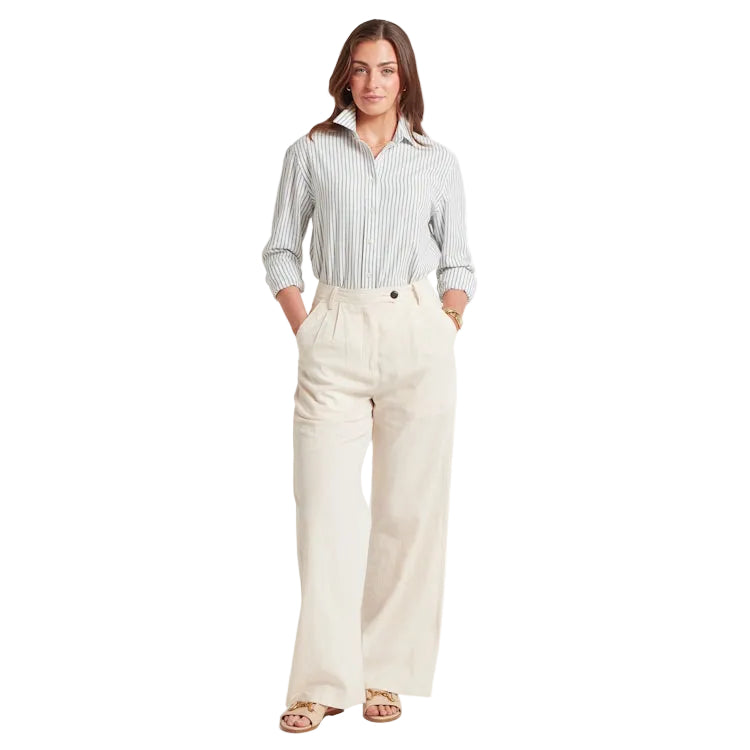 Schoffel Ladies Salthouse Linen Shirt - Blue Stripe