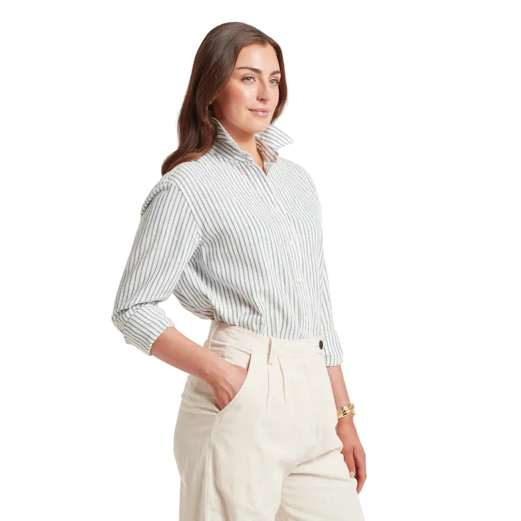 Schoffel Ladies Salthouse Linen Shirt - Blue Stripe