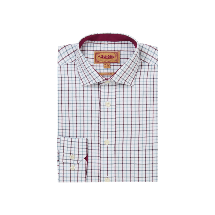Schoffel Milton Tailored Shirt - Port/Lake Blue Check