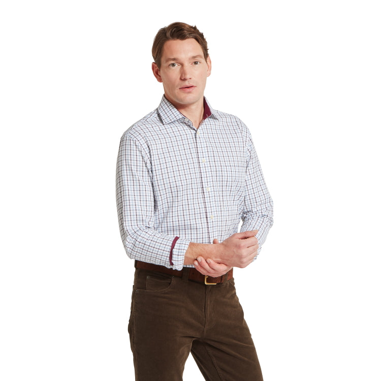 Schoffel Milton Tailored Shirt - Port/Lake Blue Check