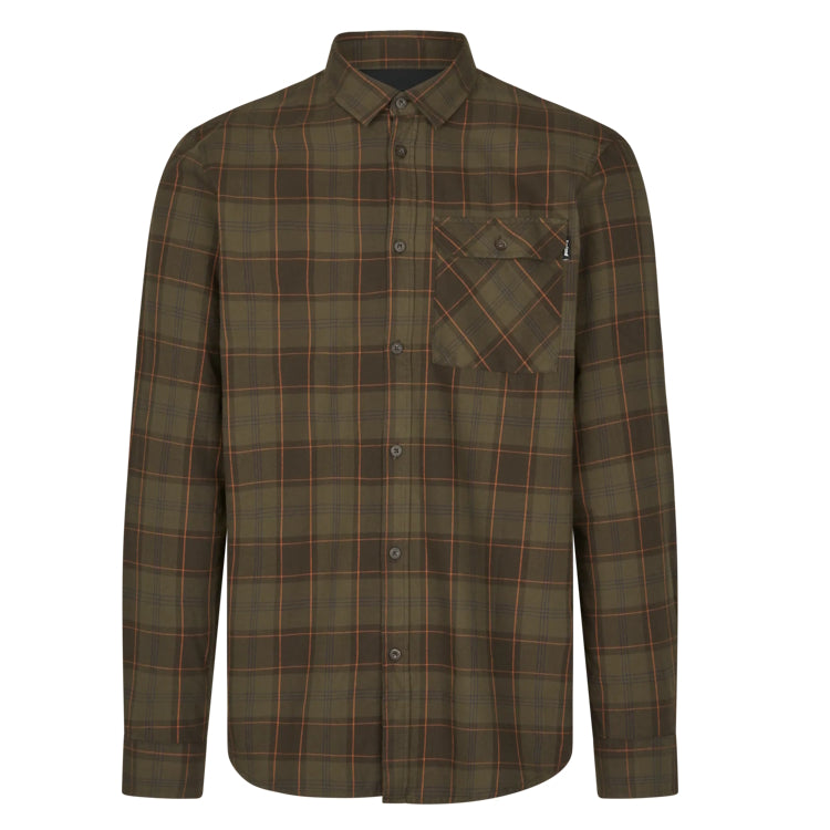 Seeland Glen Flannel Shirt - Pine Green/Dark Navy Check