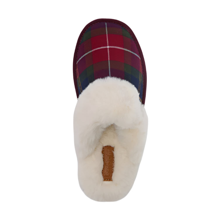 Barbour Ladies Claudia Tartan Mule Slipper - Winterberry Tartan