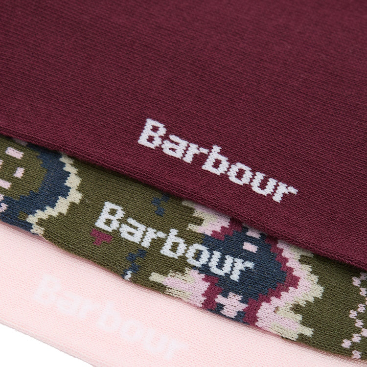 Barbour Ladies Helen Fairisle Sock Gift Set - Olive