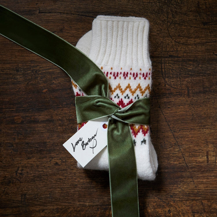 Barbour Ladies Kingsford Fairisle Sock - Cloud