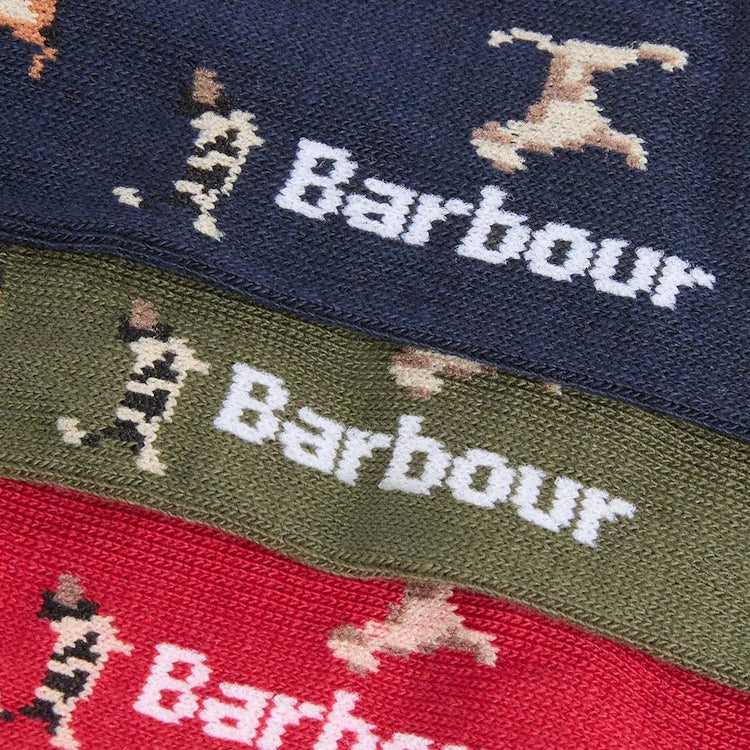 Barbour Dog Socks Gift Box - Navy/Red/Green