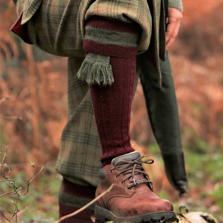 Pennine Byron Shooting Socks - Burgundy