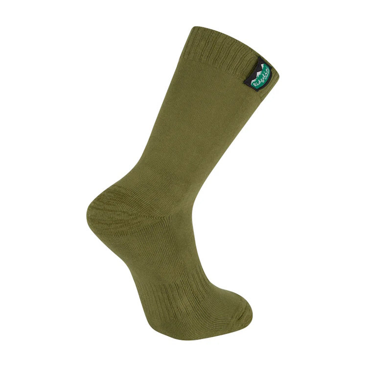 Ridgeline Mid Length Cotton Work Socks - Olive Multi