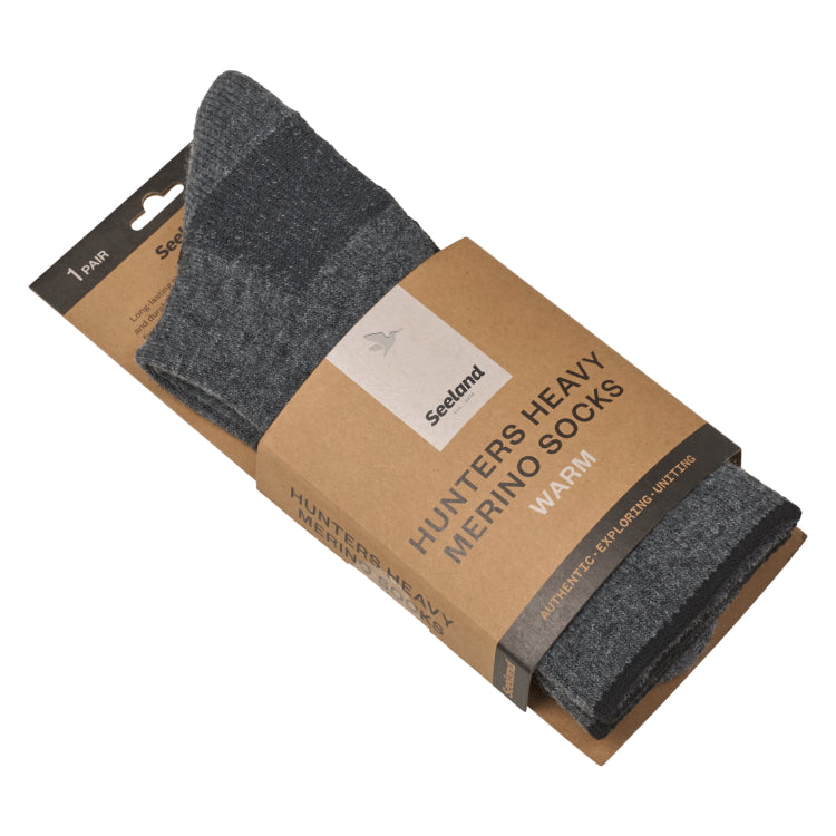 Seeland Field Heavy Merino Socks - Grey Melange/Black