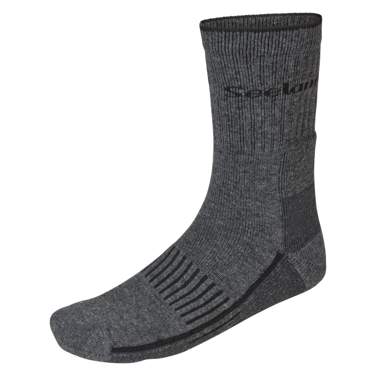 Seeland Field Heavy Merino Socks - Grey Melange/Black