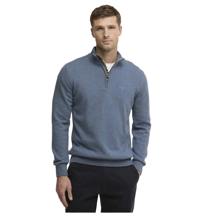 Barbour Cotton Half Zip Knitted Jumper - Dusk Blue