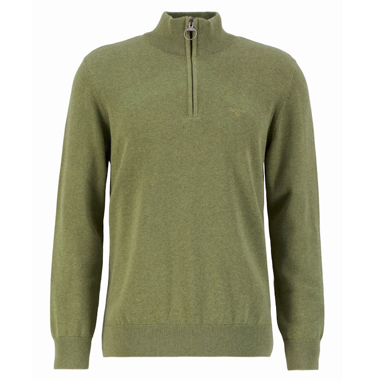 Barbour Cotton Half Zip Knitted Jumper - Laurel Green