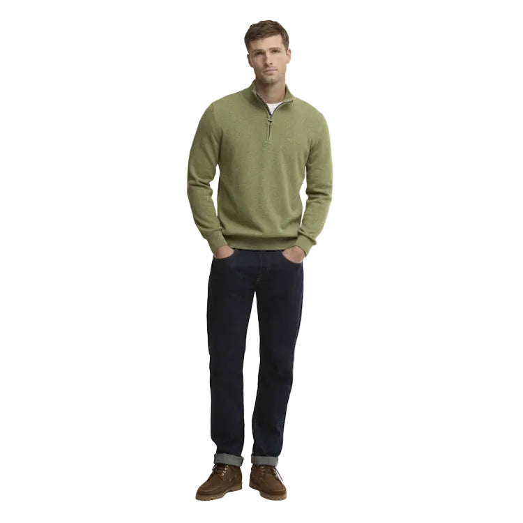 Barbour Cotton Half Zip Knitted Jumper - Laurel Green