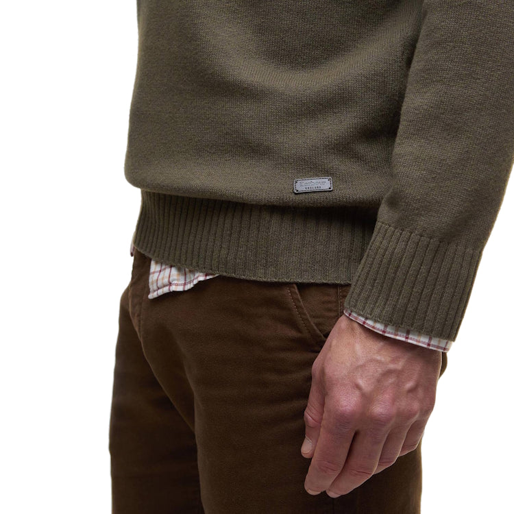 Barbour Kelson Quarter Zip Knitted Jumper - Olive