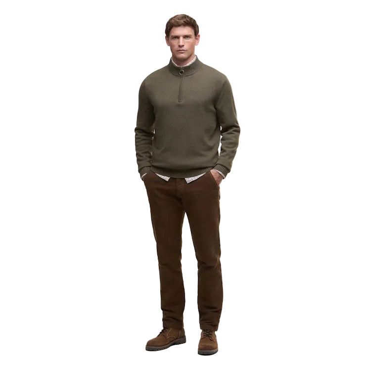 Barbour Kelson Quarter Zip Knitted Jumper - Olive