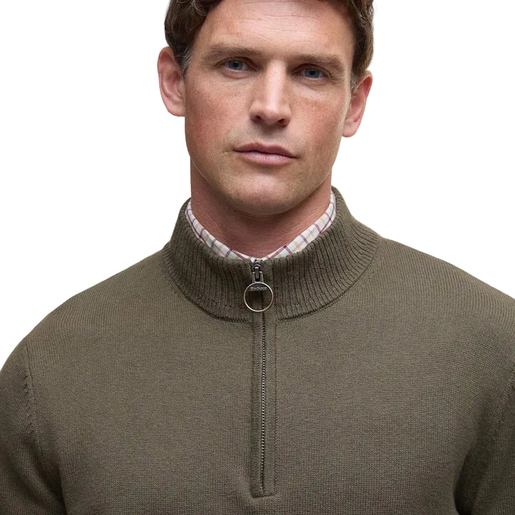 Barbour Kelson Quarter Zip Knitted Jumper - Olive