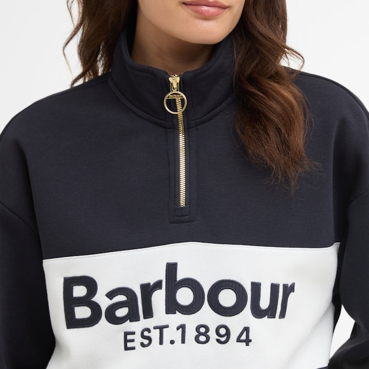 Barbour Ladies Zaria Half Zip Sweatshirt - Dark Navy