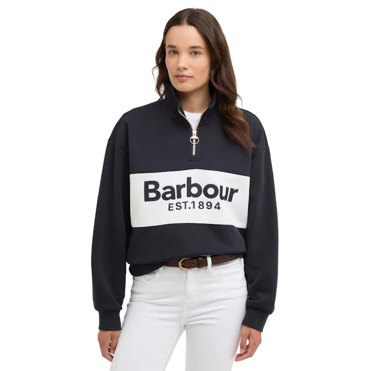 Barbour Ladies Zaria Half Zip Sweatshirt - Dark Navy