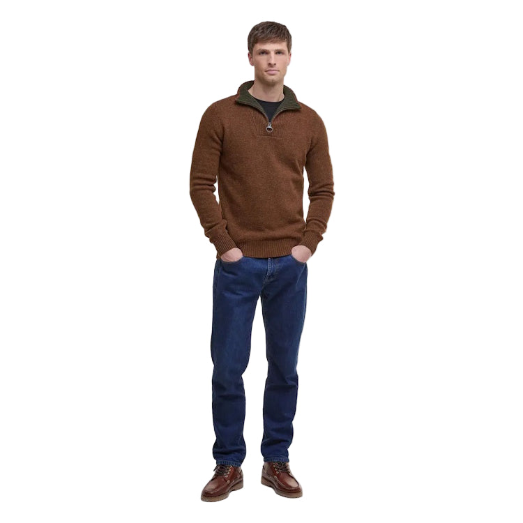 Barbour Nelson Essential Half Zip Sweater - Dark Sand