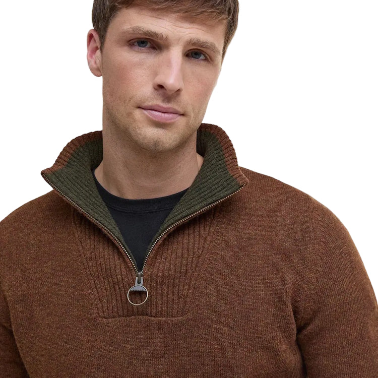 Barbour Nelson Essential Half Zip Sweater - Dark Sand