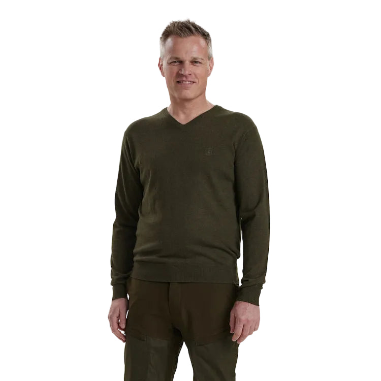 Deerhunter Kingston Knit with V-Neck - Green Melange