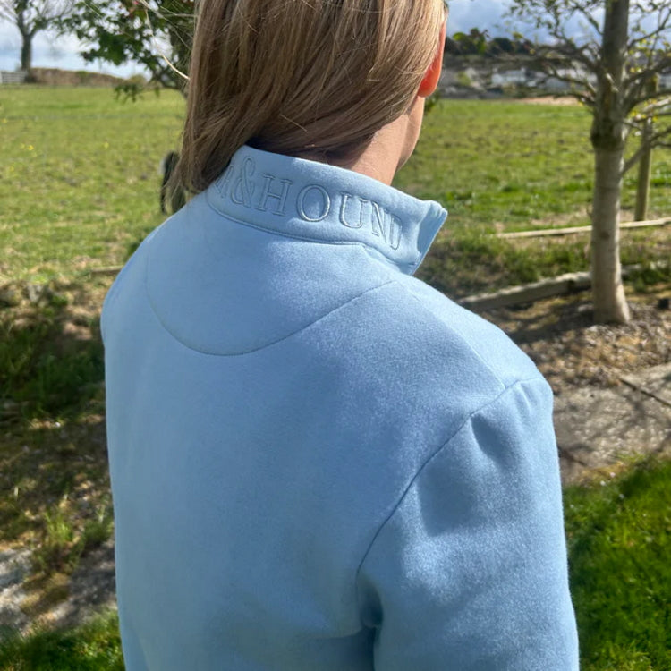 Gunner and Hound Ladies Houndstooth 1/4 Zip Sweater - Baby Blue