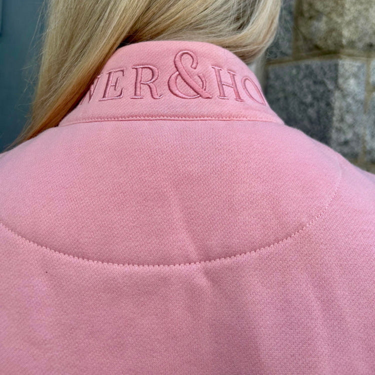 Gunner and Hound Ladies Houndstooth 1/4 Zip Sweater - Baby Pink