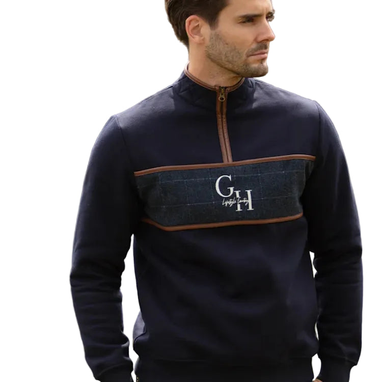 Gunner and Hound Unisex Tweed 1/4 Zip Sweater - Navy