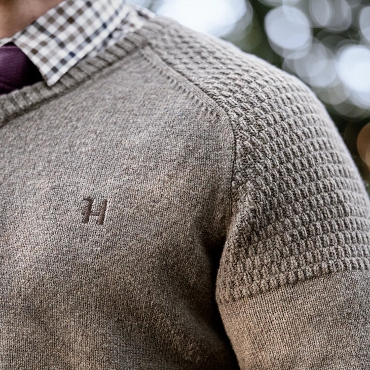 Harkila Vincent Merino V Neck Pullover - Dark Sand