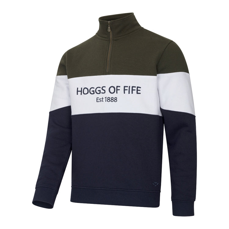Hoggs of Fife Dumfries 1888 1/4 Zip Sweatshirt - Forest/White/Navy