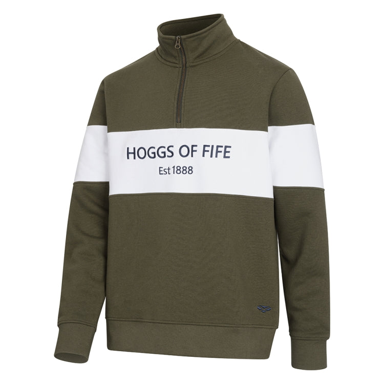 Hoggs of Fife Dumfries 1888 1/4 Zip Sweatshirt - Lovat/White